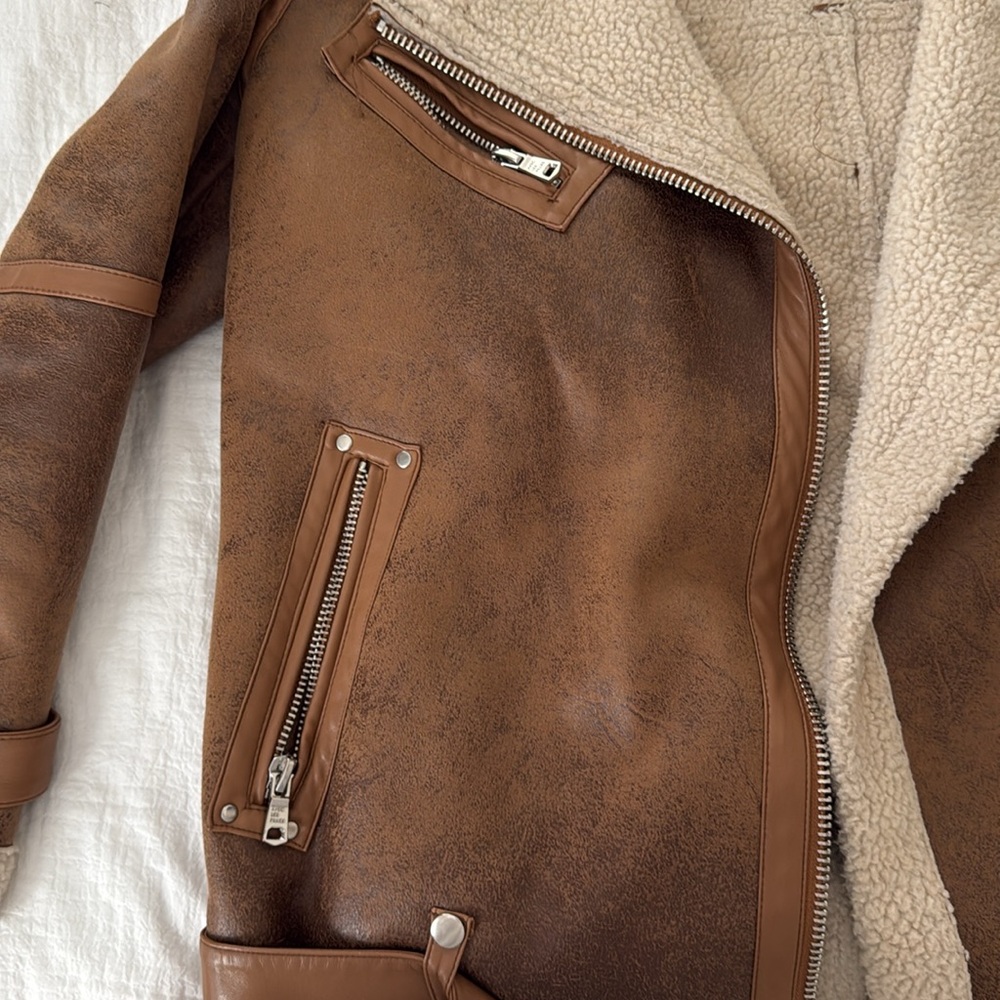 Brown Shearling Lined Women's Jacket - image 4